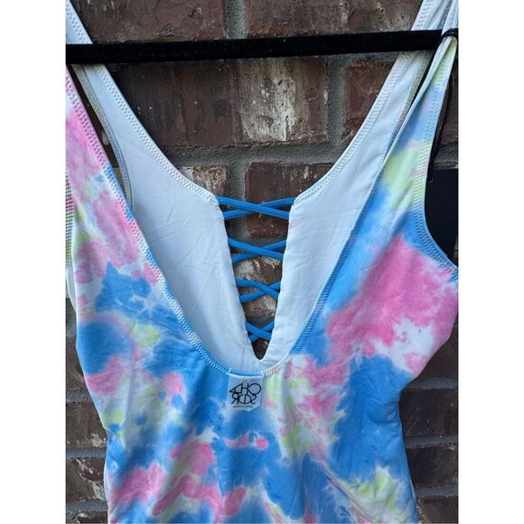 Chaser one piece swimwear size medium multi colored blue, green and pink, no fla - Picture 6 of 12